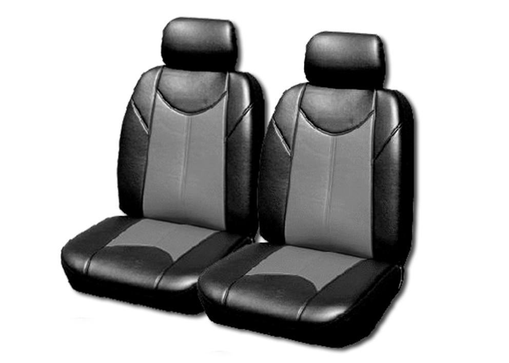 V121-TMDNAVA97TOROGRY_6390_306e77fc-3ae5-4c19-98d1-d7d6774c7184 Leather Look Car Seat Covers For Nissan Frontier D22 Dual Cab 1997-2020 | Grey - Image 1