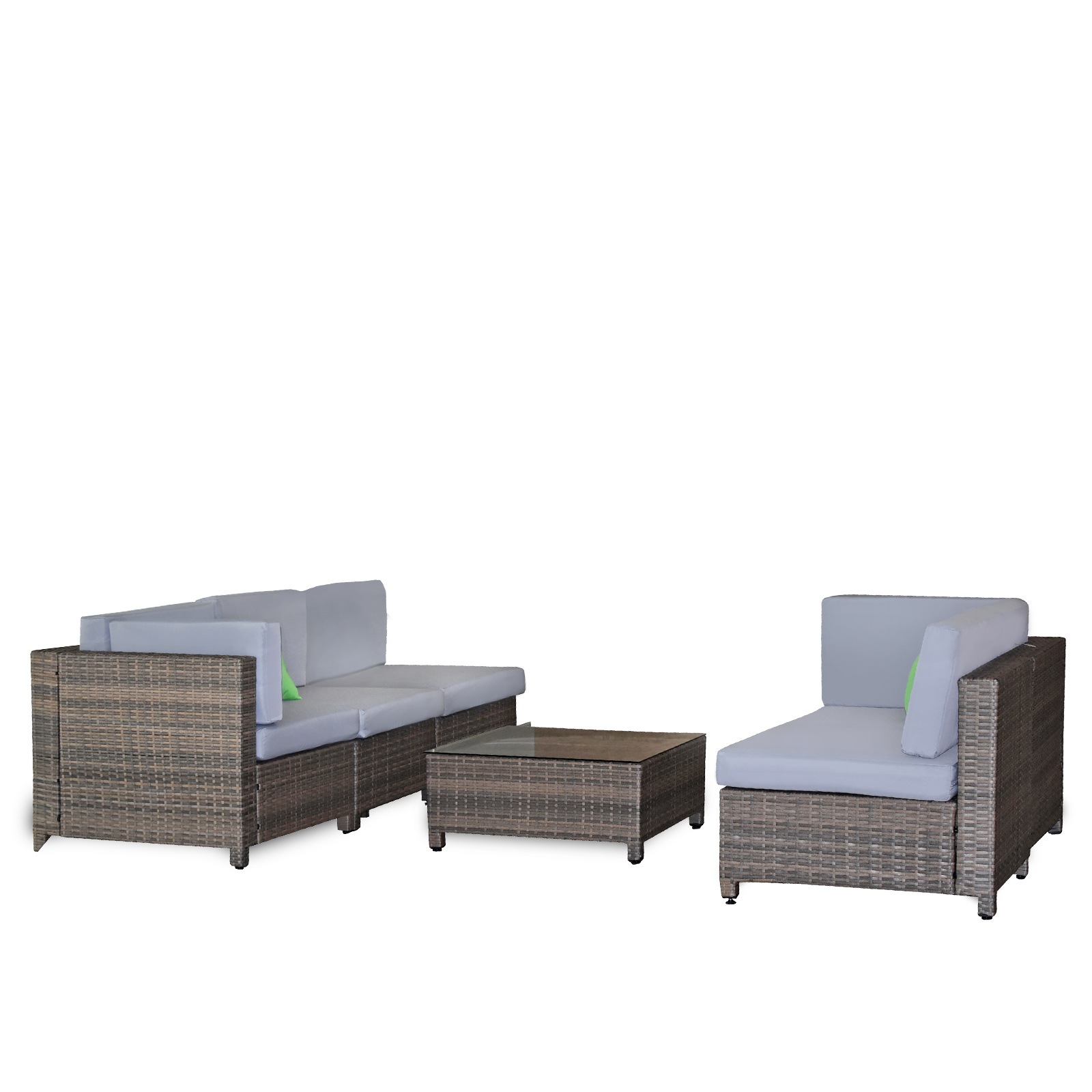 V160-10001720_10001720_5_1 Milano Decor 5 Piece Outdoor Sofa Set Rattan Oatmeal Black Patio Garden Lounge - Image 1