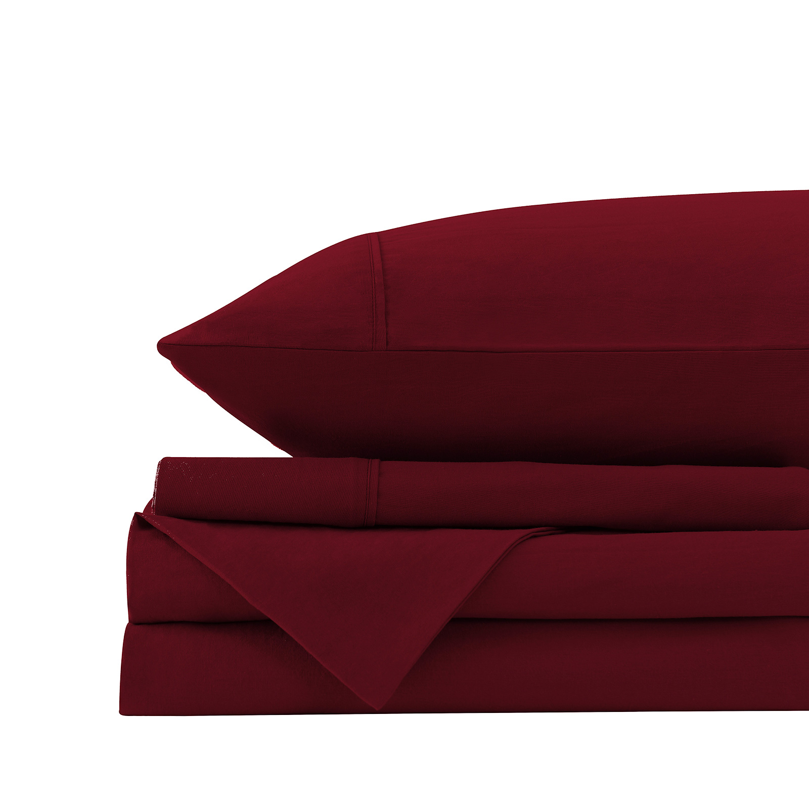 V160-10002571_V160-10002571-07_1 Royal Comfort Vintage Washed 100% Cotton Sheet Set Fitted Flat Sheet Pillowcases - Single - Mulled Wine - Image 1