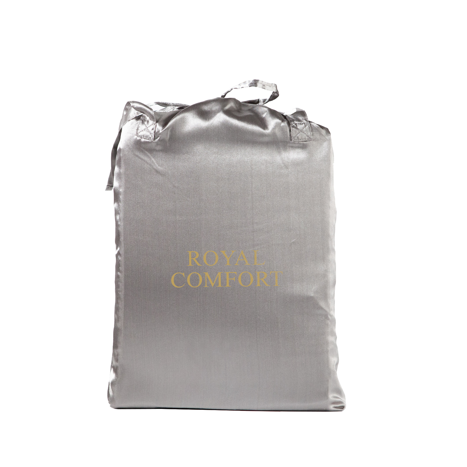 V160-10003482_10003482_5_1 Royal Comfort Satin Sheet Set 4 Piece Fitted Flat Sheet Pillowcases - King - Charcoal - Image 1
