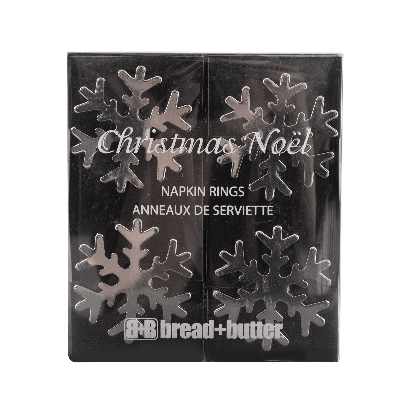V160-10004445-195087-00 Bread and Butter Napkin Rings - Snow Flake - 4 Pack - Image 1