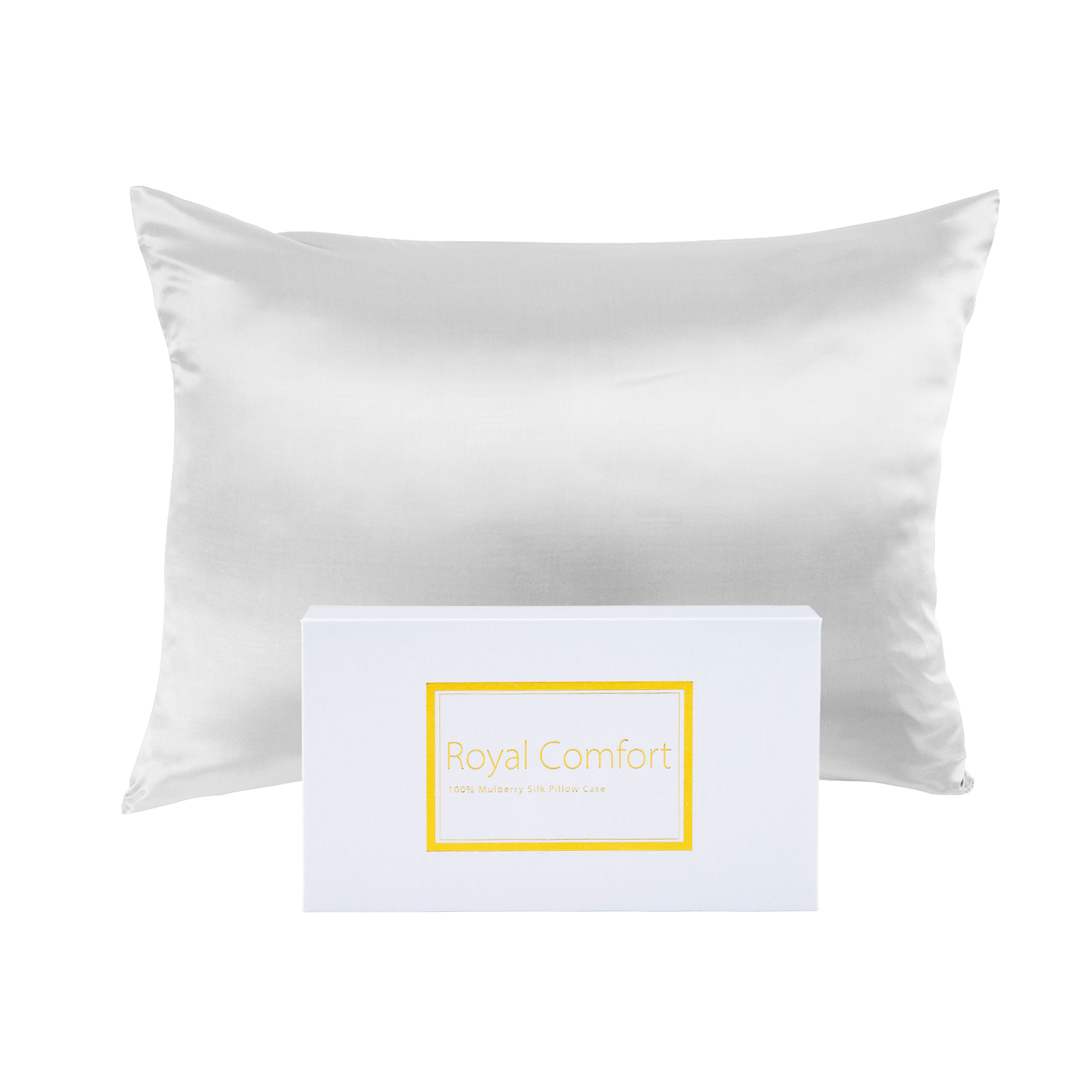 V160-204833-01_1_9 Royal Comfort Pure Silk Pillow Case 100% Mulberry Silk Hypoallergenic Pillowcase - White - Image 1