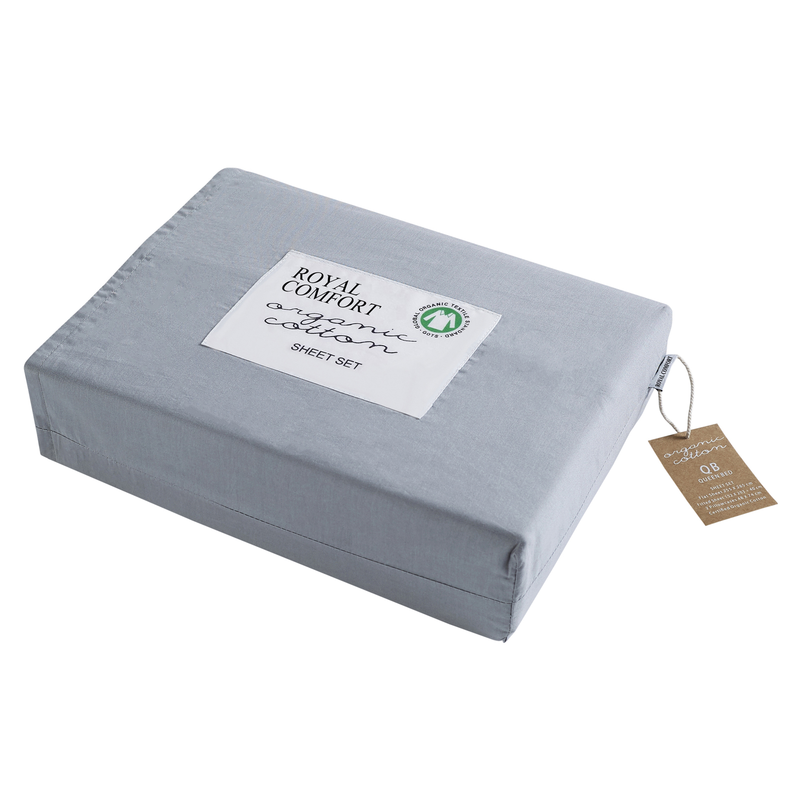 V160-205365_V160-205365-02_1 Royal Comfort 250TC Organic 100% Cotton Sheet Set 4 Piece Luxury Hotel Style - Double - Graphite - Image 1