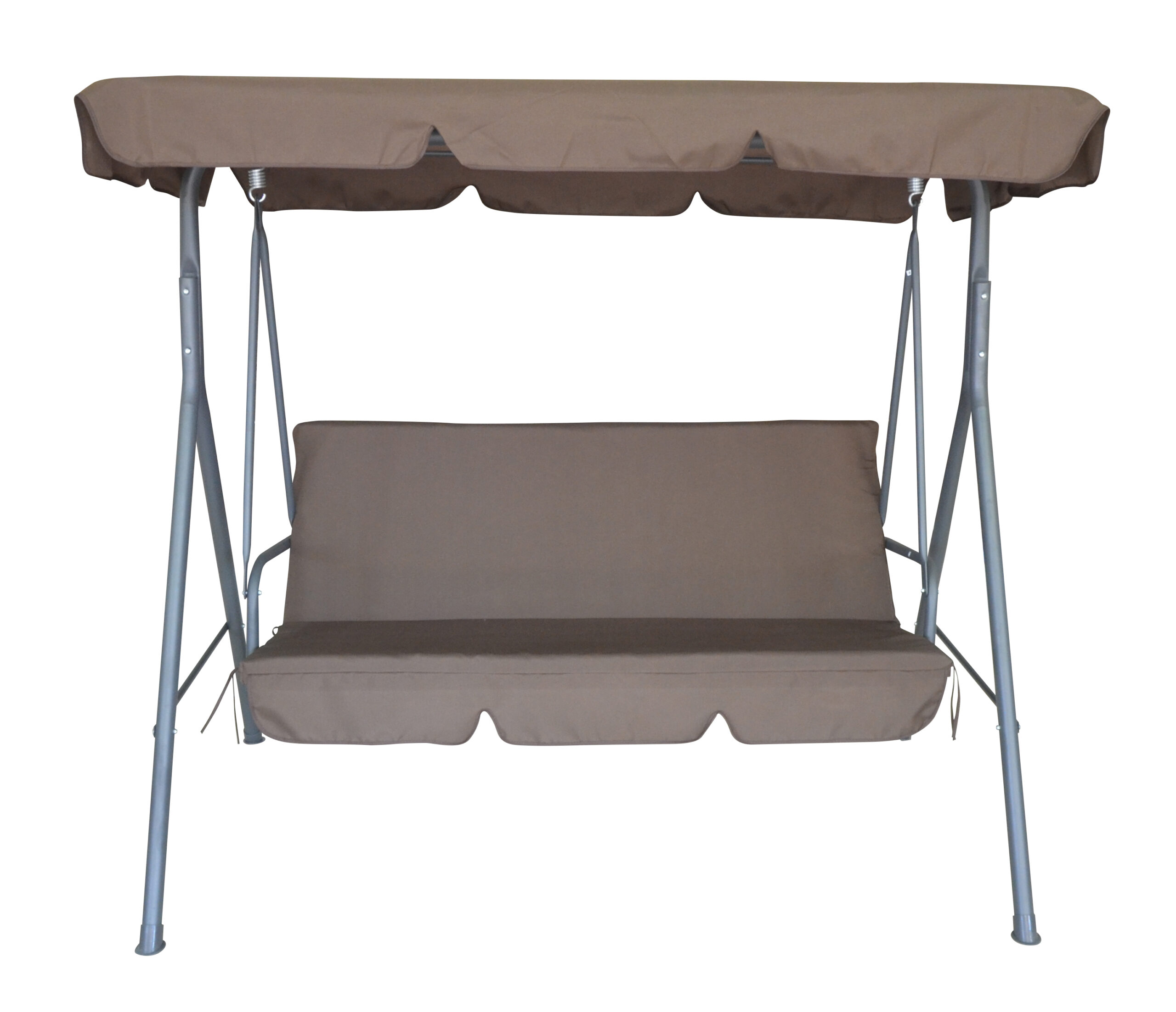 V160-401487_401487_2_1 Milano Outdoor Swing Bench Seat Chair Canopy Furniture 3 Seater Garden Hammock - Coffee - Image 1