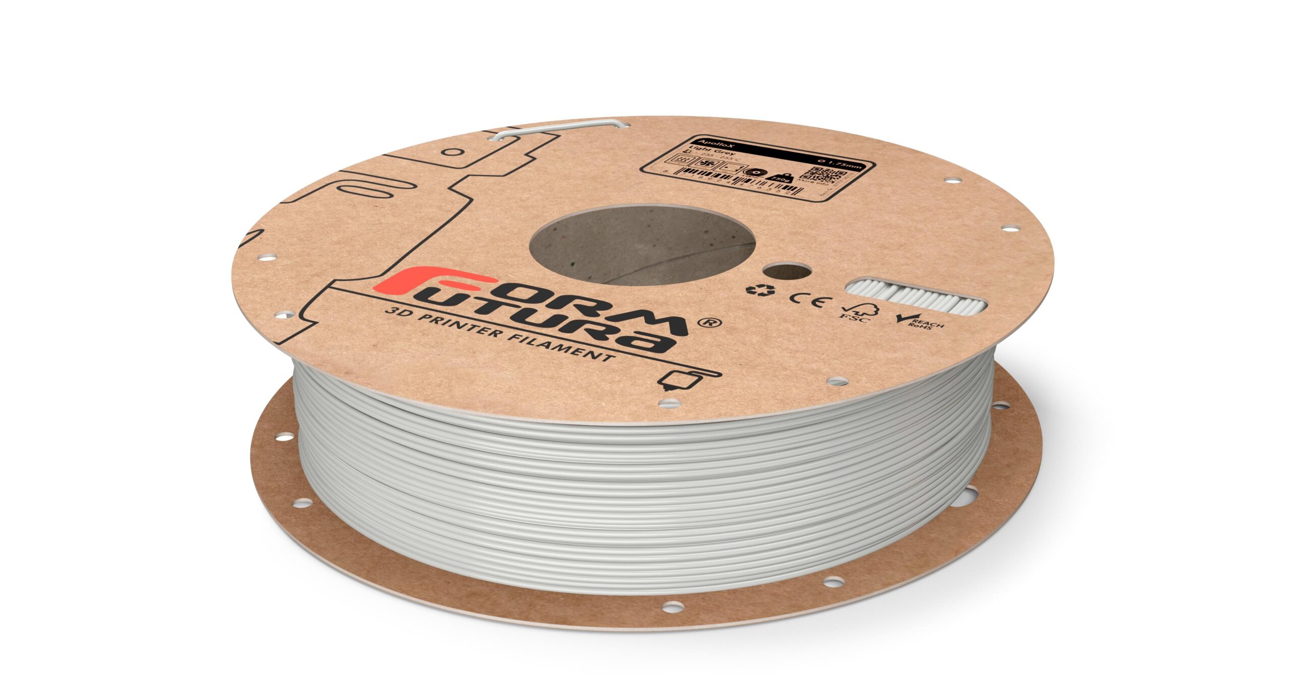 V177-175APOX-LIGREY-4500_8718924477755_ApolloX-Light-Grey-175-4500g__65123_1 ASA Filament ApolloX 1.75mm Light Grey 4500 gram 3D Printer Filament - Image 1