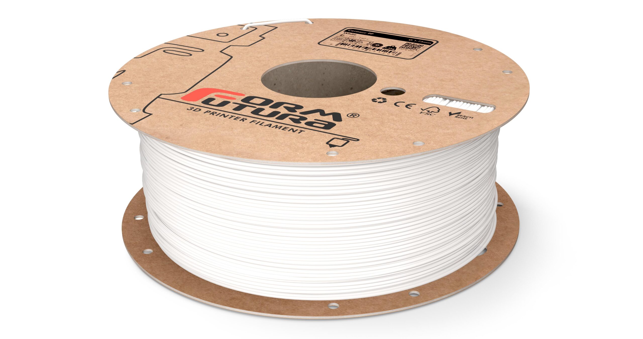 V177-175CNTRPP-WHT-1500_8719956551208_Centaur-PP-White-175-1500g__88467_1 PP Filament Centaur PP 1.75mm 1500 gram White 3D Printer Filament - Image 1