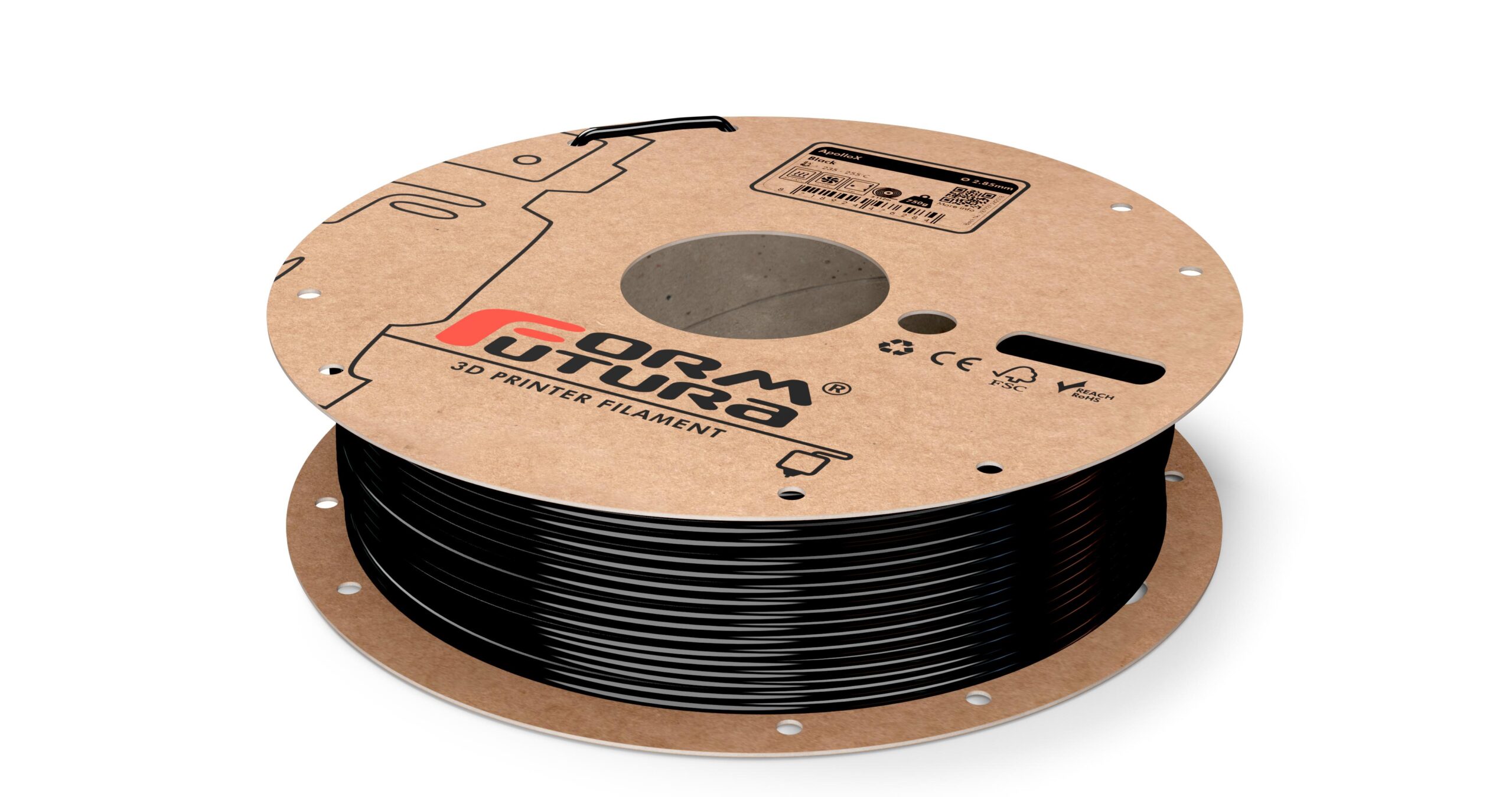 V177-285APOX-BLCK-4500_8718924477724_ApolloX-Black-285-4500g__84645_1 ASA Filament ApolloX 2.85mm Black 4500 gram 3D Printer Filament - Image 1