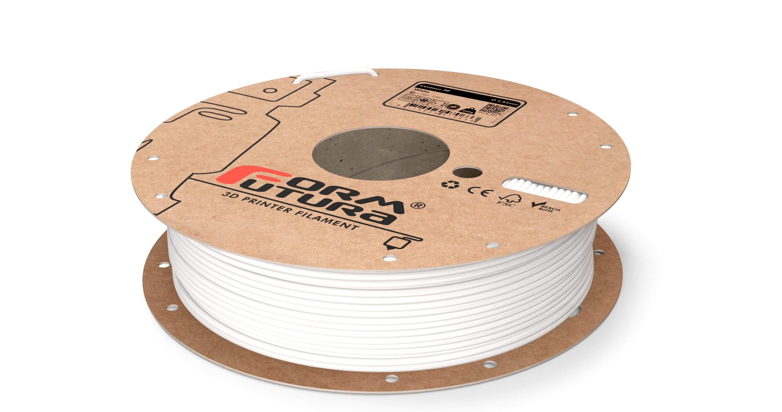 V177-285CNTRPP-WHT-3500_8719956551239_Centaur-PP-White-285-3500g__81430_1 PP Filament Centaur PP 2.85mm 3500 gram White 3D Printer Filament - Image 1