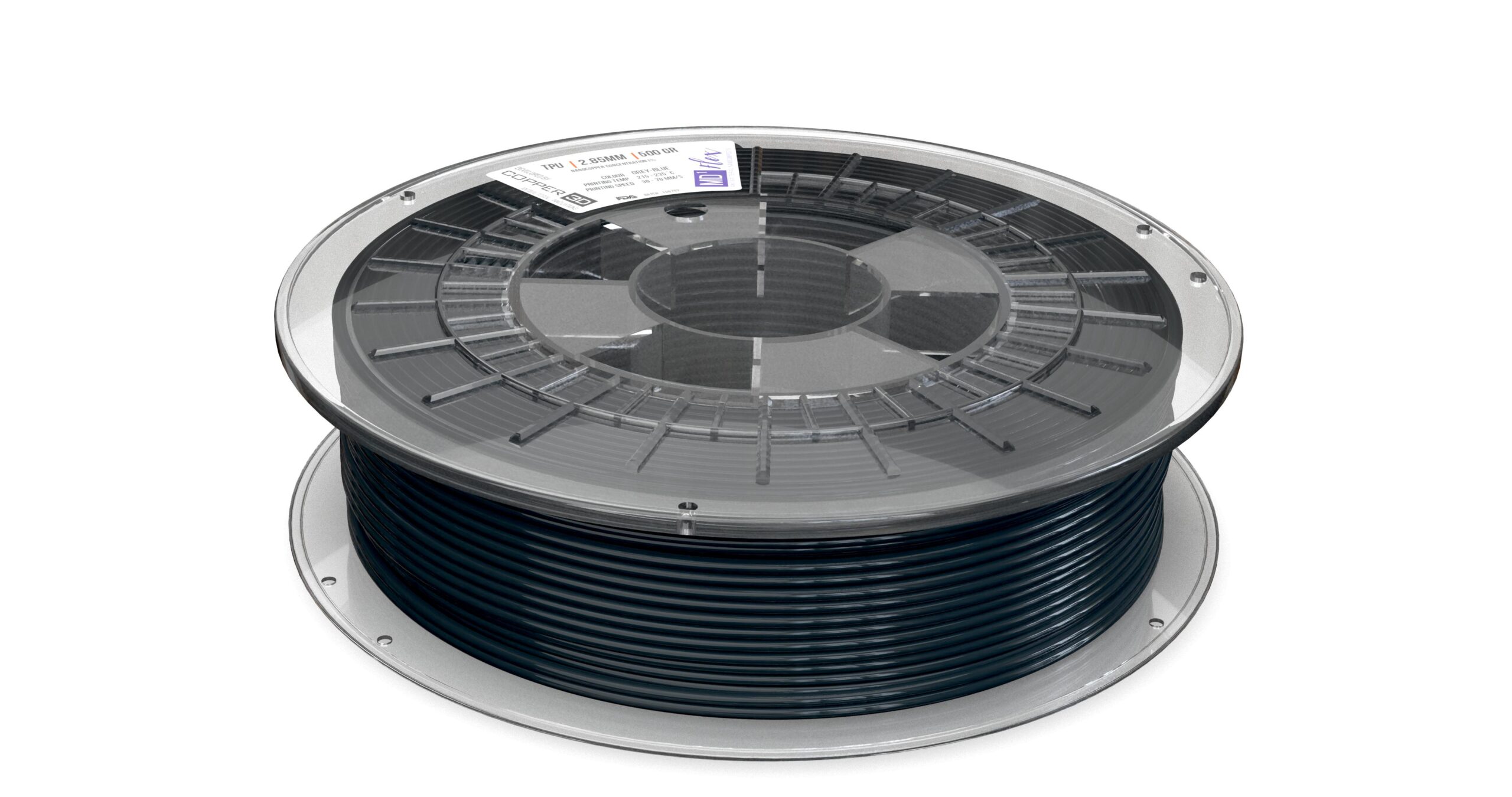 V177-285MDFLEX-NAT-0500_793591374161_Copper3D-MDFlex-Natural-285-500g__16717_1 TPU Filament MD FLEX 2.85mm 500 gram Natural 3D Printer Filament - Image 1