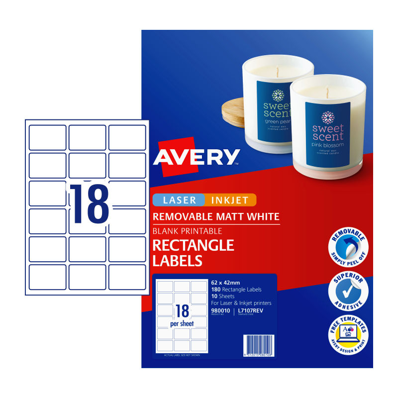 V177-D-AV980010-uc__90118-00 AVERY Label Rem Matt L7017REV 18Up - Image 1