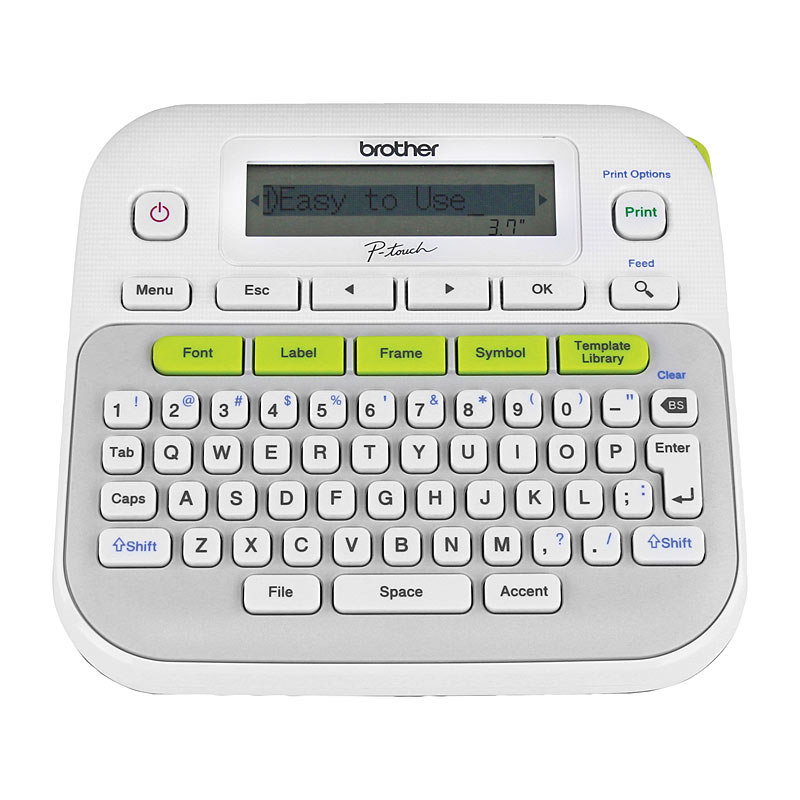V177-D-BPTD210_uc__92306_1 Brother PT-D210 P-Touch Labeller, Up to 12mm, One Touch, Silver/White 3 years - Image 1