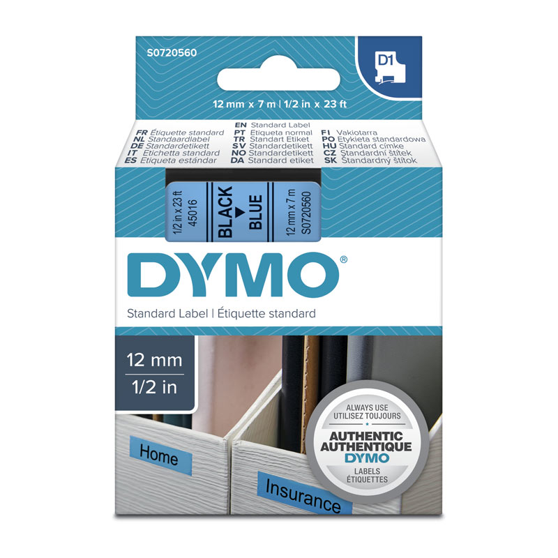 V177-D-DYS0720560_uc__47616_1 DYMO Black on Blue 12mmx7m Tape - Image 1
