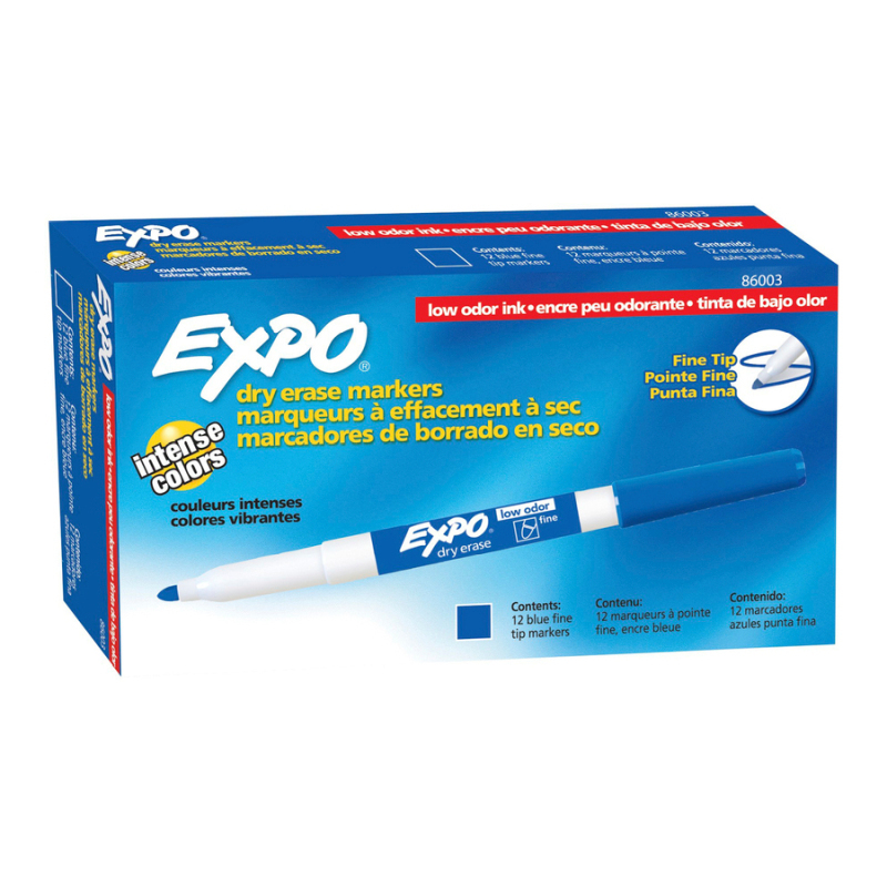 V177-D-EXP86003_EXP86003__05899_1 EXPO White Board Marker Fine Blue Box of 12 - Image 1