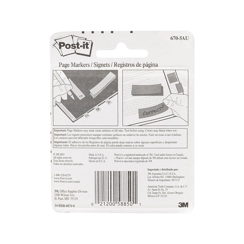 V177-D-PI70006852050-PI70006852050__65749-00 POST-IT Pge Mk 670-5AU Jpr Pack of 5 Box of 6 - Image 1