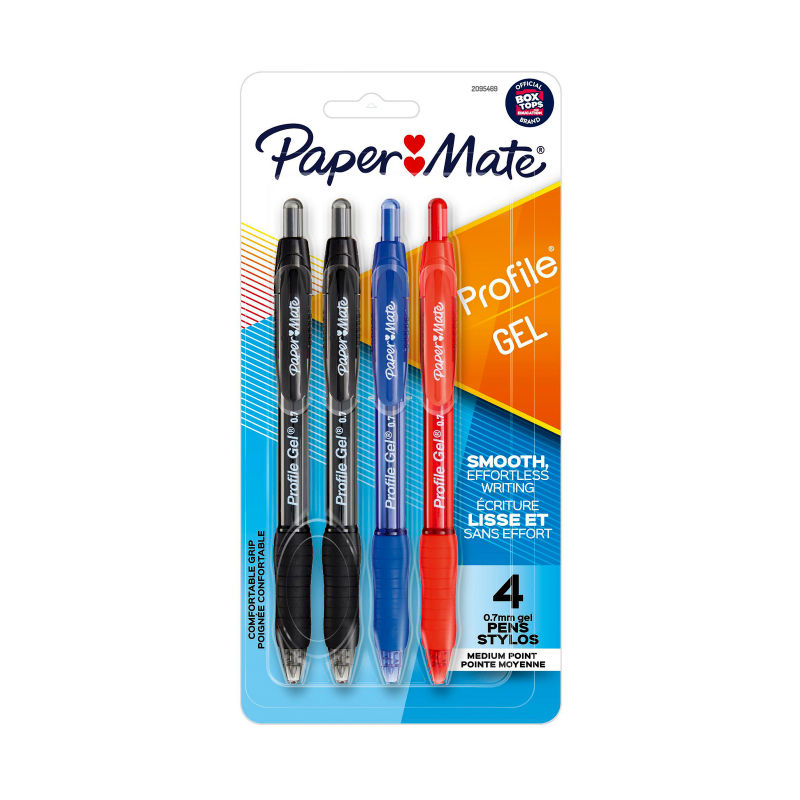 V177-D-PM2095469-59663-00 PAPER MATE Prfl Gel 0.7mm Ast Pack of 4 Box of 6 - Image 1
