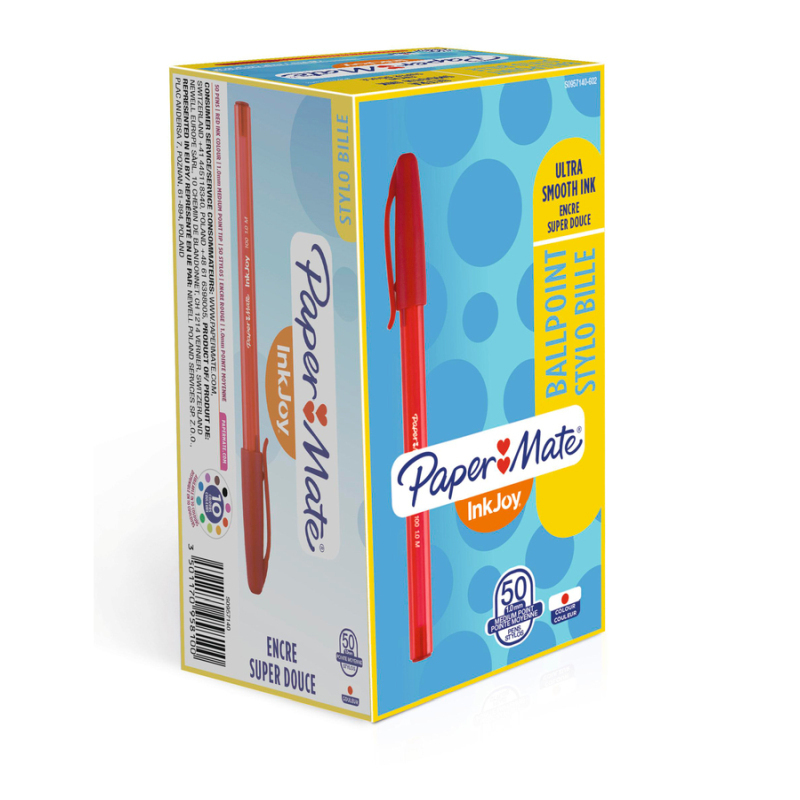 V177-D-PMS0957140_PMS0957140__23781_1 PAPER MATE InkJoy Ball Pen 100ST Red Box of 50 - Image 1