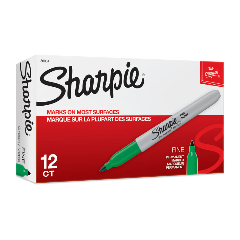 V177-D-SH30004-34212-00 SHARPIE Permanent Marker Fine Point Green Box of 12 - Image 1