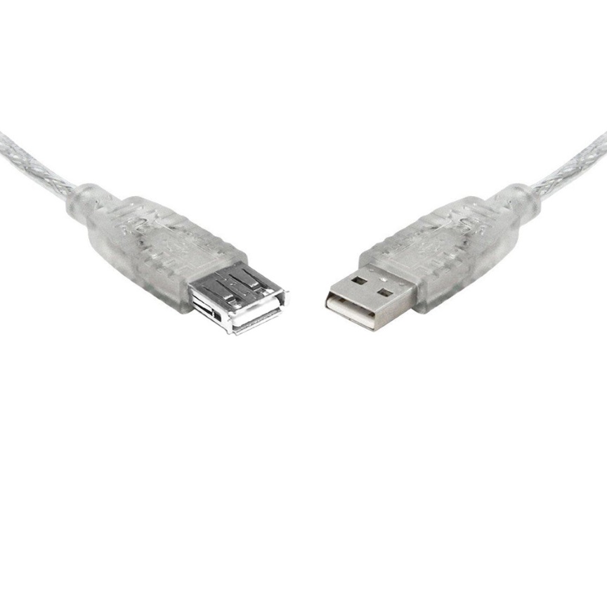 V177-L-CB8W-UC-2002AAE-CB8W-UC-2002AAE__95025-00 8WARE USB 2.0 Extension Cable 2m A to A Male to Female Transparent Metal Sheath Cable - Image 1