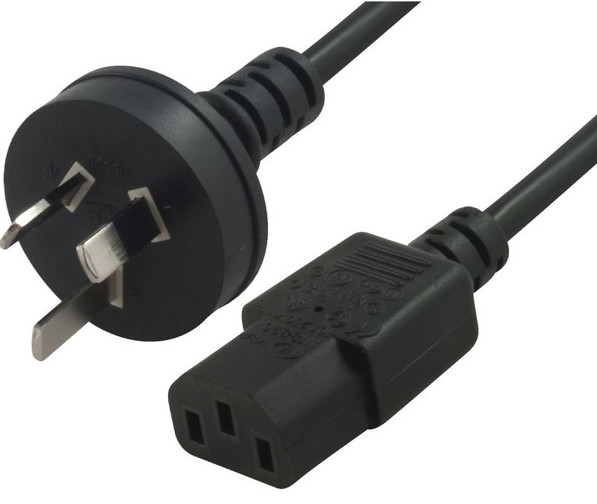 V177-L-CBA-PWRCORD2-CBA-PWRCORD2__82483-00 CABAC AU Power Cable 2m - Male Wall 240v PC to Power Socket 3pin to ICE 320-C13 for Notebook/ AC Adapter Black AU Certified Unbagged - Image 1