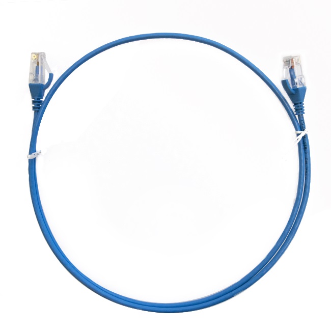 V177-L-CBAT-CAT6THINBL-025M-CBAT-CAT6THINBL-025M__55623-00 8WARE CAT6 Ultra Thin Slim Cable 0.25m / 25cm - Blue Color Premium RJ45 Ethernet Network LAN UTP Patch Cord 26AWG - Image 1