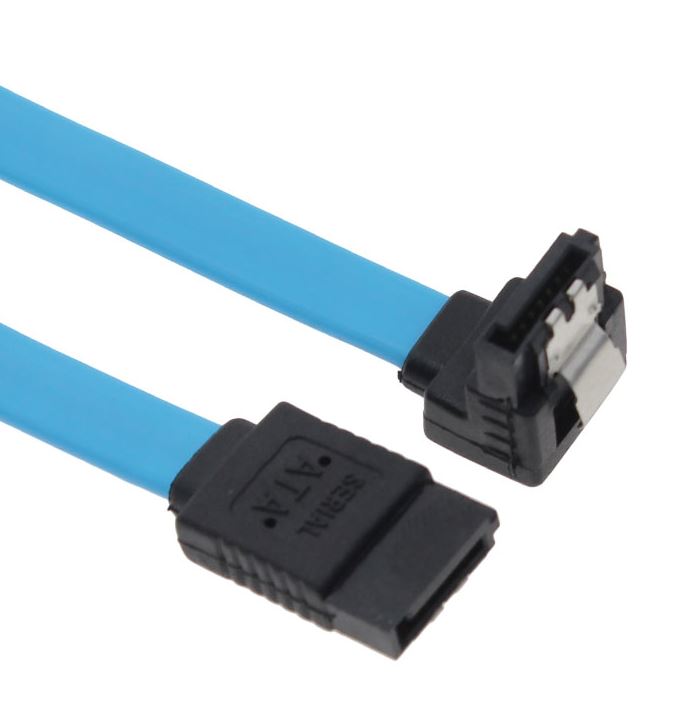V177-L-CBAT-SATA3-90D_CBAT-SATA3-90D__83332_1 ASTROTEK SATA 3.0 Data Cable 50cm Male to Male 180 to 90 Degree with Metal Lock 26AWG Blue LS - Image 1