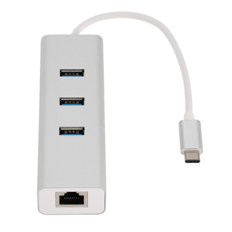 V177-L-CBAT-USBCLAN_CBAT-USBCLAN__61830_1 ASTROTEK USB-C Type-C to LAN + 3 Ports USB3.0 Hub Gigabit RJ45 Ethernet Network Adapter Converter Cable 15cm for Apple New Macbook/ChromeBook Pixel/ O - Image 1