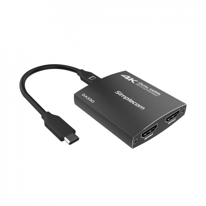 V177-L-CBSI-DA330-CBSI-DA330__92482-00 SIMPLECOM DA330 USB-C to Dual HDMI MST Adapter 4K@60Hz with PD and Audio Out - Image 1