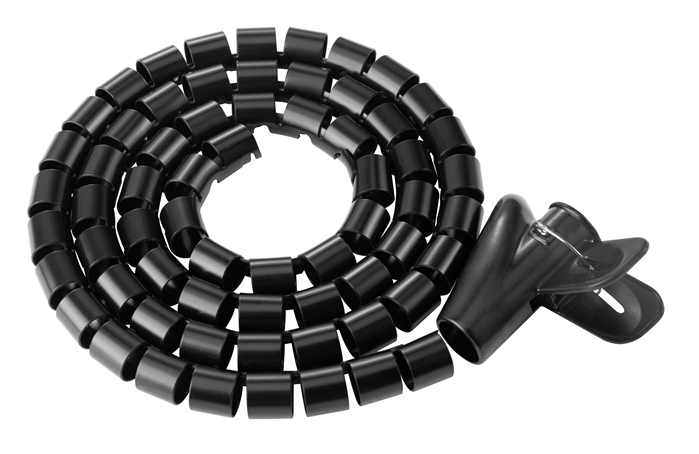 V177-L-CMBT-HC-15-B-72682-00 BRATECK 15mm/0.59' Diameter Coiled Tube Cable Sleeve Material PolyethylenePE Dimensions 1000x15mm - Black - Image 1