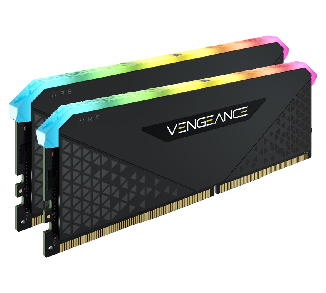 V177-L-MECMD4-VRGBRS2X1632_MECMD4-VRGBRS2X1632__34973 CORSAIR Vengeance RGB RS 32GB 2x16GB DDR4 3200MHz C16 16-20-20-38 Black Heatspreader Desktop Gaming Memory - Image 1