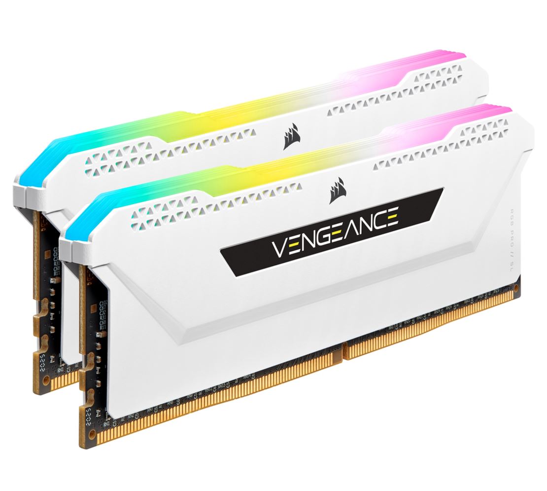 V177-L-MECMD4VRGBP2X8G36DHW_MECMD4VRGBP2X8G36DHW__85874 CORSAIR Vengeance RGB PRO SL 16GB (2x8GB) DDR4 3600Mhz C18 White Heatspreader Desktop Gaming Memory - Image 1
