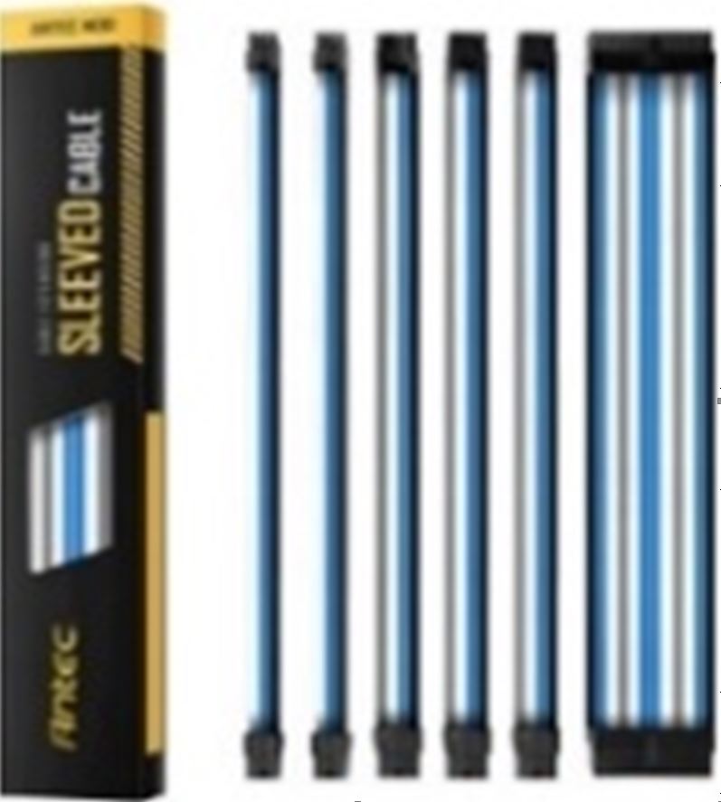 V177-L-PSA-ECK30-BWK-PSA-ECK30-BWK__41118-00 ANTEC PSU - Sleeved Extension Cable Kit V2 - Blue / White / Black . 24PIN ATX, 4+4 EPS, 8PIN PCI-E, 6PIN PCI-E, Compatible with Standard PSU - Image 1