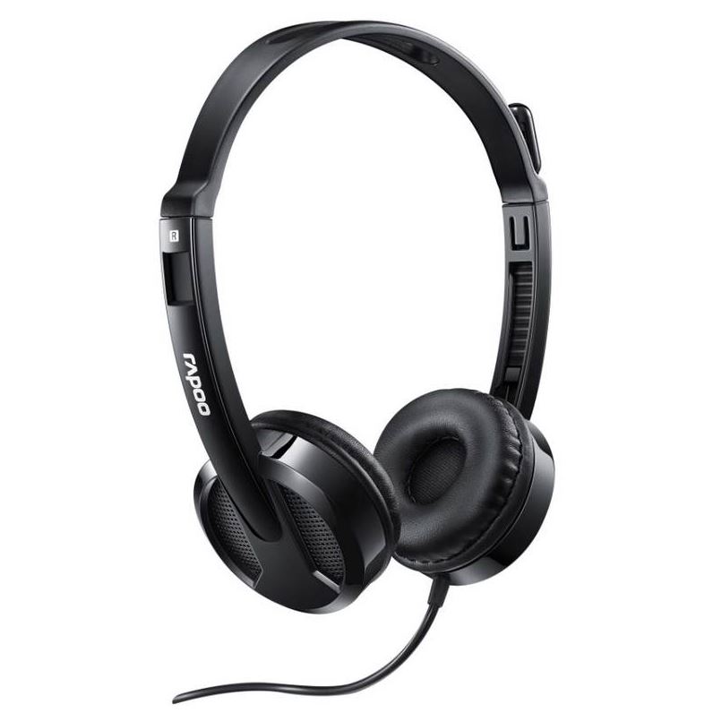 V177-L-SP-H100-BLACK_HEADPHONE-SP-H100-BLACK__88515_1 RAPOO H100 Wired Stereo Headsets - HD Voice Rotary Microphone Volume Adjustment 3.5mm - Image 1