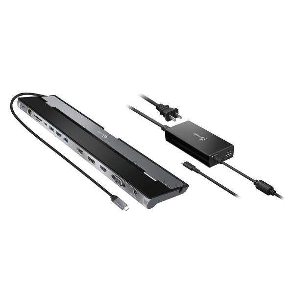 V177-MA-15A-JCD543P-71060-00 J5create JCD543P USB-C Triple Display Docking Station with 100W PD adaptor USB-C to VGA/HDMI/DP, RJ45, SD card, USB-A x 3, USB-C x 1, USB-C PD - Image 1