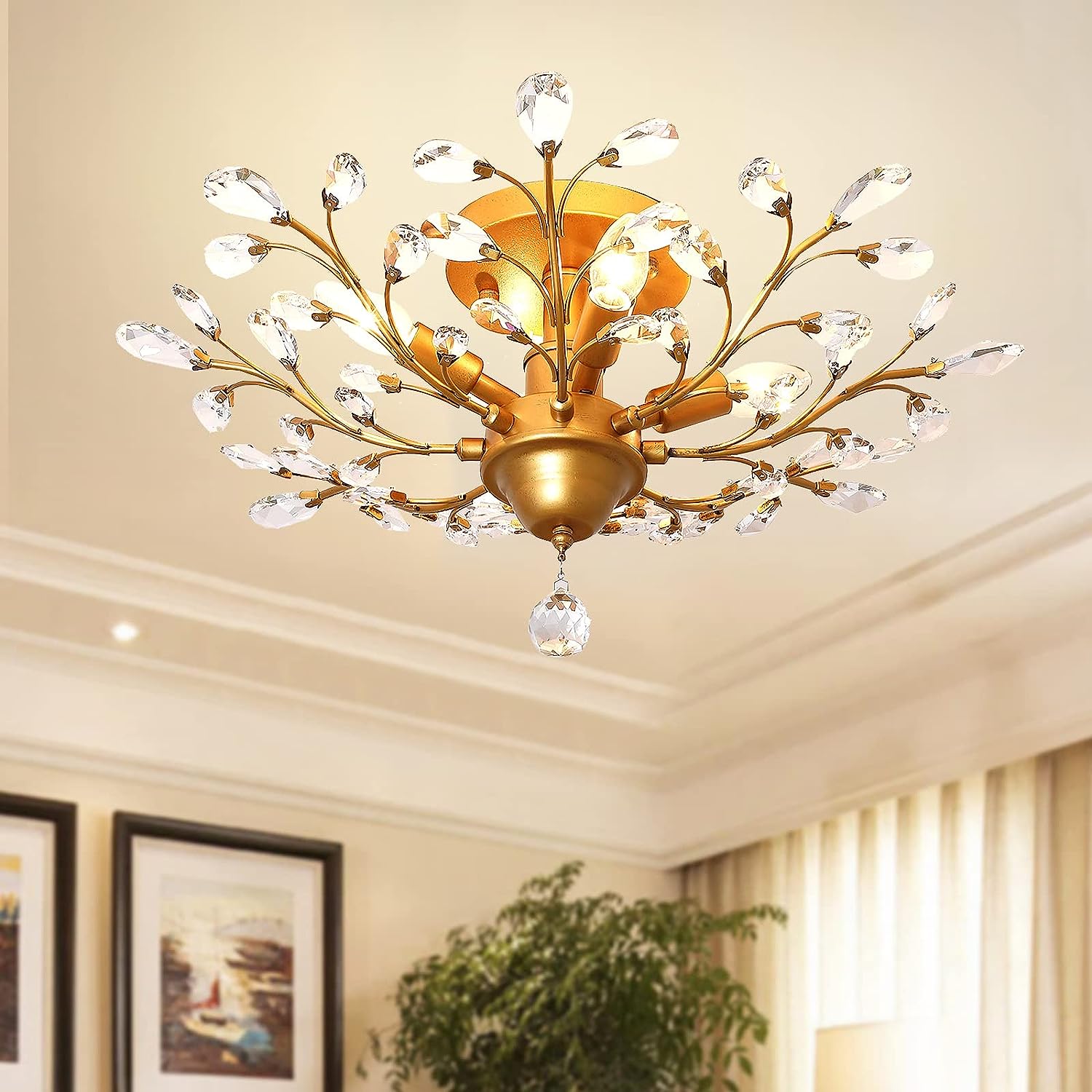 V178-34641-139706-00 Crystal Chandelier Vintage, 4 Lights, Gold - Image 1