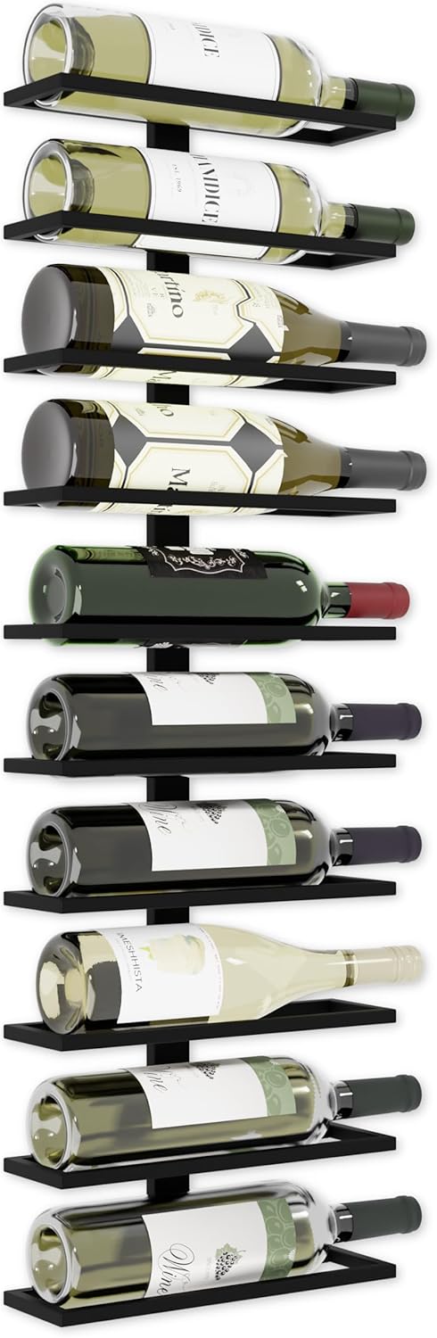 V178-36098-216263-00 Metal Wall Mount Wine Rack for Wine Bottles, Liquor, Champagne (Holds 10 Bottles) - Image 1