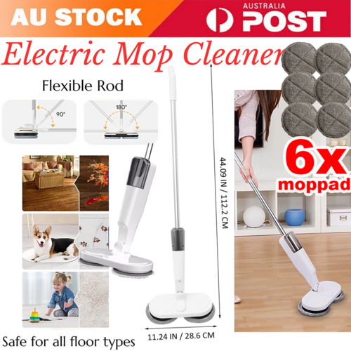 V201-CLN0001WH8AU-203043-00 Cordless Electric spin 6Mops Cleaner 5In1 Floor Polisher Sweeper Washer Scrubber - Image 1