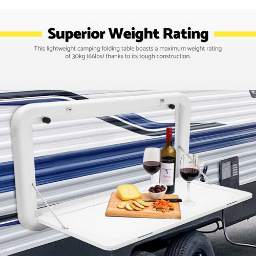 V201-DESK8045WH8AU-144718-00 Caravan Table Folding Picnic Camping Motorhome Outdoor Tables Locked 800x450mm - Image 1