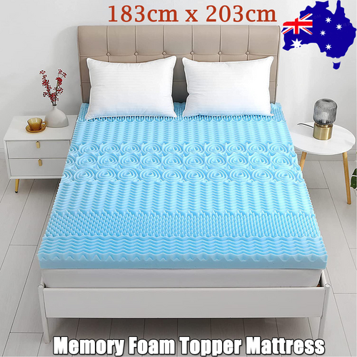 V201-W12782462-189235-00 7 Zone Memory Foam Topper Mattress Toppers Cool Gel Pad Mat Medium Firm 8cm Thick 183cm x 203cm - Image 1
