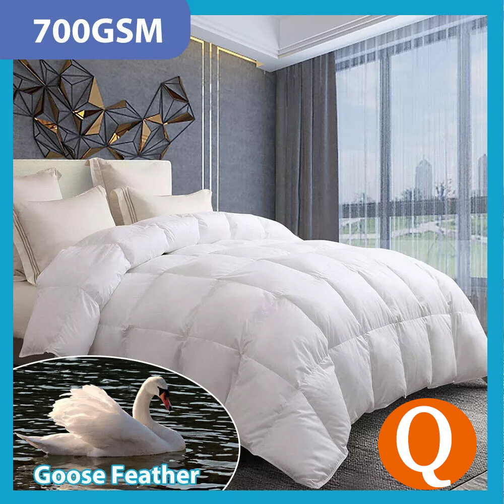 V201-W12782679-202504141833-00 Goose Feather Down Quilt 700 GSM Duvet DoonasQueen:210x210cm - Image 1