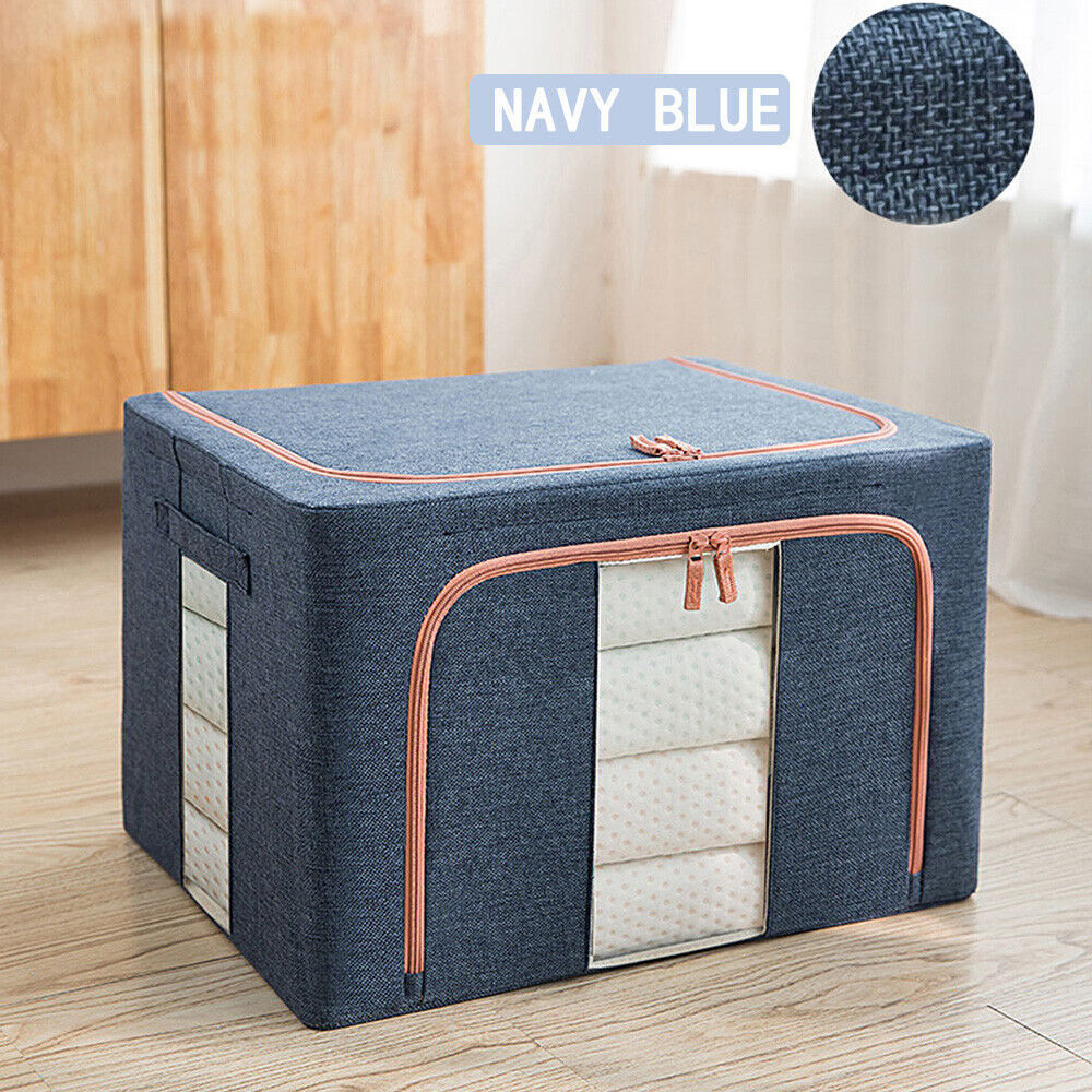 V201-W12783614-189224-00 Foldable Storage Box Crushed Steel Frame Clothes Quilt Toys Organizer 24L - Image 1