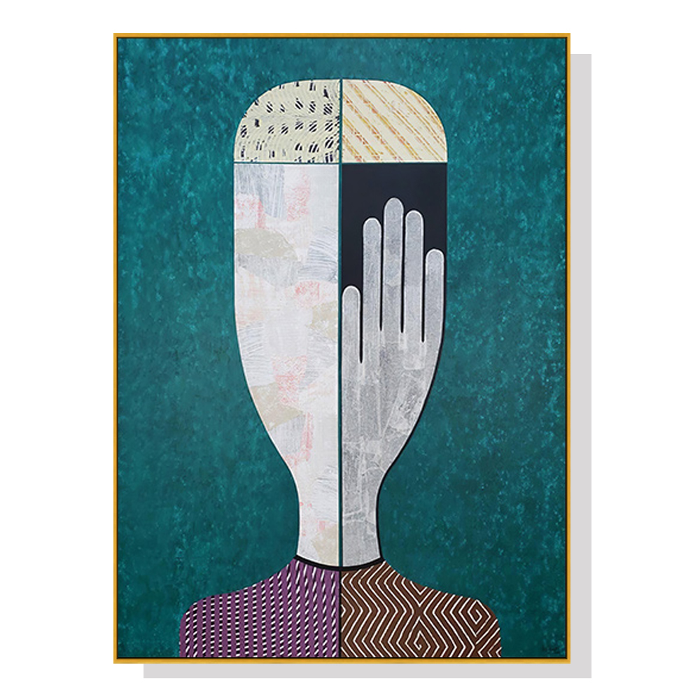 V207-1017_Abstract-Man_1 Wall Art 60cmx90cm Abstract Man Gold Frame Canvas - Image 1