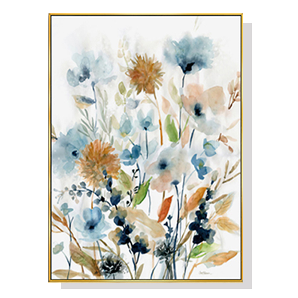 V207-1022_Colourful-Floras-Watercolour-style-I_1 Wall Art 50cmx70cm Colourful Floras Watercolour style I Gold Frame Canvas - Image 1