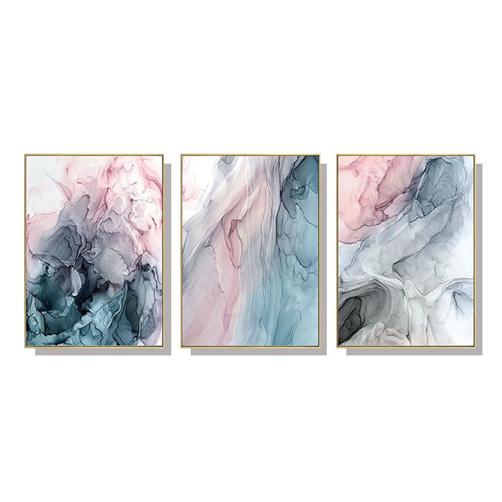 V207-1121_Colorful-Ink-Abstract_1 Wall Art 40cmx60cm Colorful Ink Abstract 3 Sets Gold Frame Canvas - Image 1