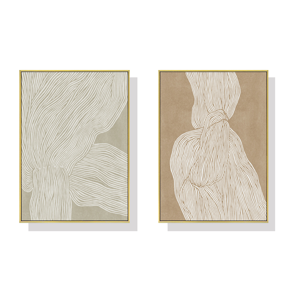 V207-1152_Abstract-Line-2-sets_1 Wall Art 50cmx70cm Abstract Line 2 Sets Gold Frame Canvas - Image 1
