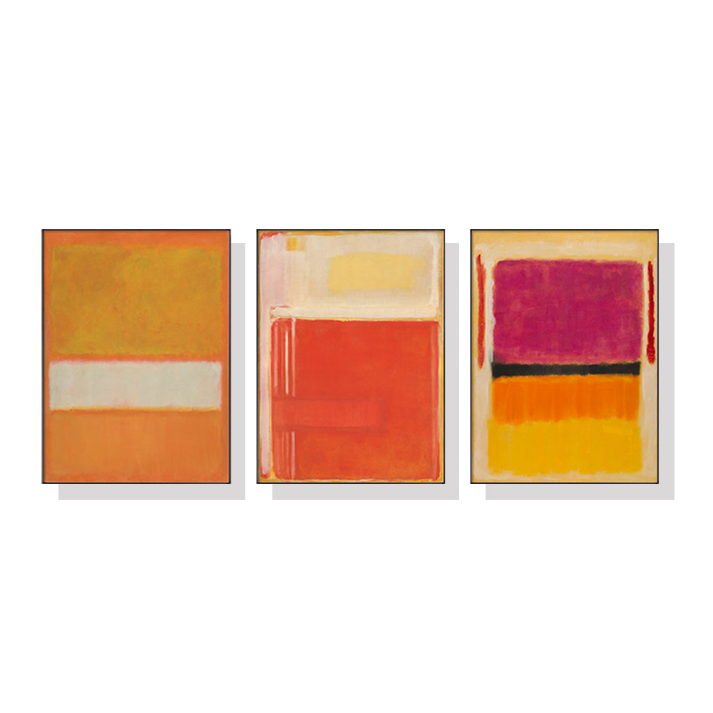 V207-1190_Colourful-3-Sets-By-Mark-Rothko_1 Wall Art 40cmx60cm Colourful 3 Sets By Mark Rothko Black Frame Canvas - Image 1