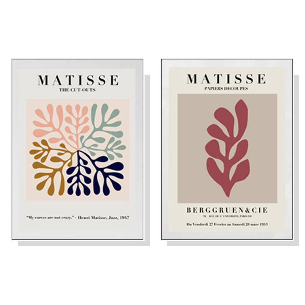 V207-1248_Matisse-Wall-Art-2-set-white-1_1 Wall Art 50cmx70cm Matisse 2 Sets White Frame Canvas - Image 1