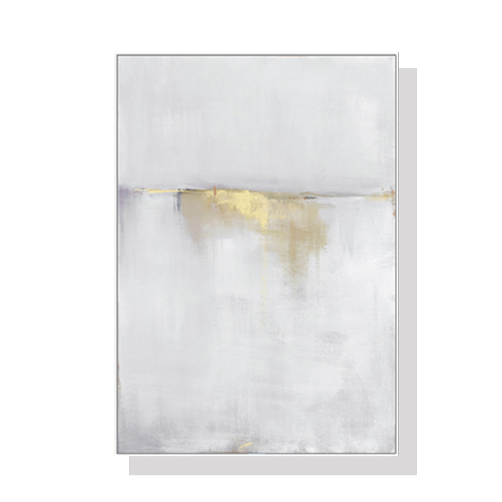 V207-1279_Abstract-gold-white-single-II Wall Art 70cmx100cm Abstract gold white single II White Frame Canvas - Image 1
