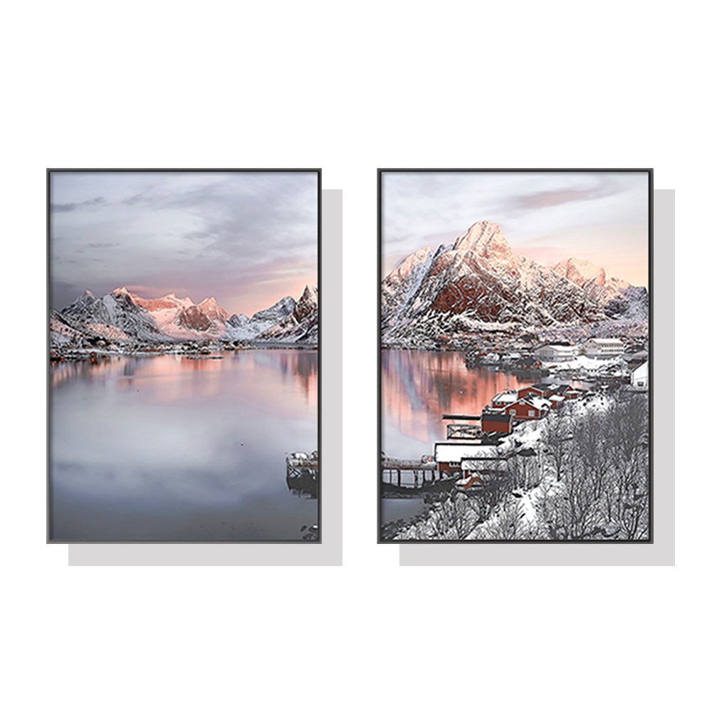 V207-1282_Nordic-Norway Wall Art 60cmx90cm Nordic Norway 2 Sets Black Frame Canvas - Image 1