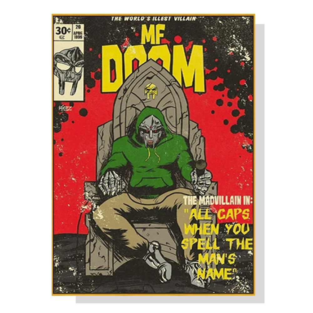 V207-1295-64684-00 Wall Art 50cmx70cm MF DOOM Music Gold Frame Canvas - Image 1