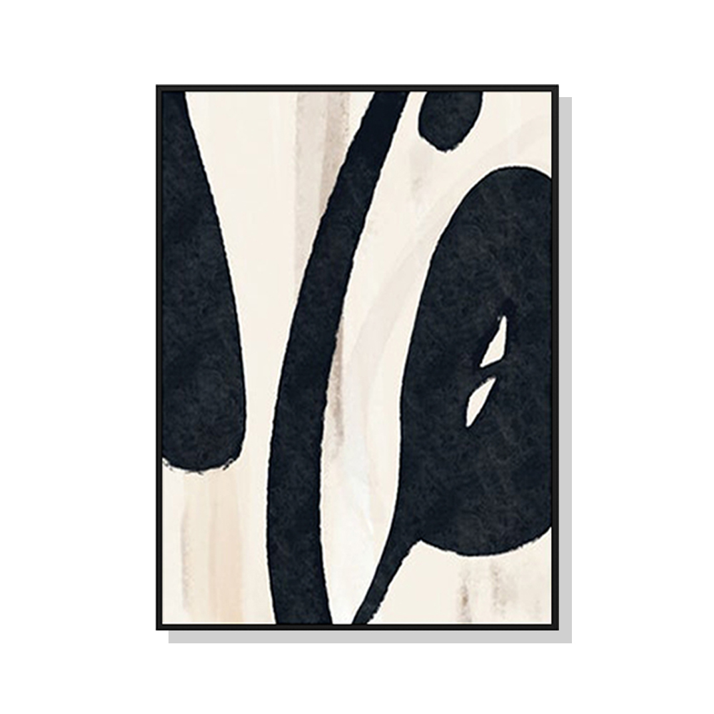 V207-1340-65074-00 Wall Art 50cmx70cm Black Ink Black Frame Canvas - Image 1